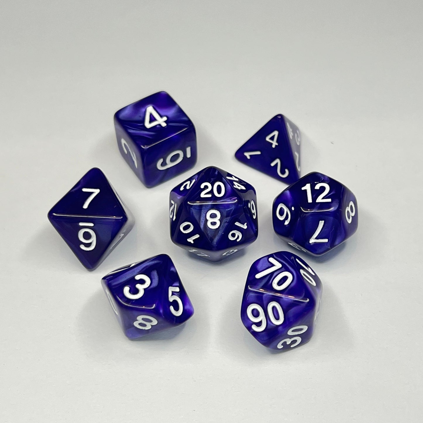 Polyhedral Dice Set - White - Swirl - Purple