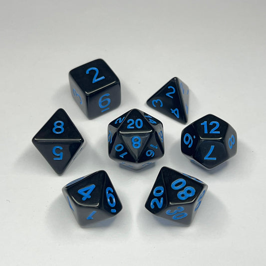 Polyhedral Dice Set - Blue - Solid - Black