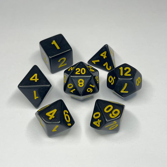 Polyhedral Dice Set - Gold - Solid - Black