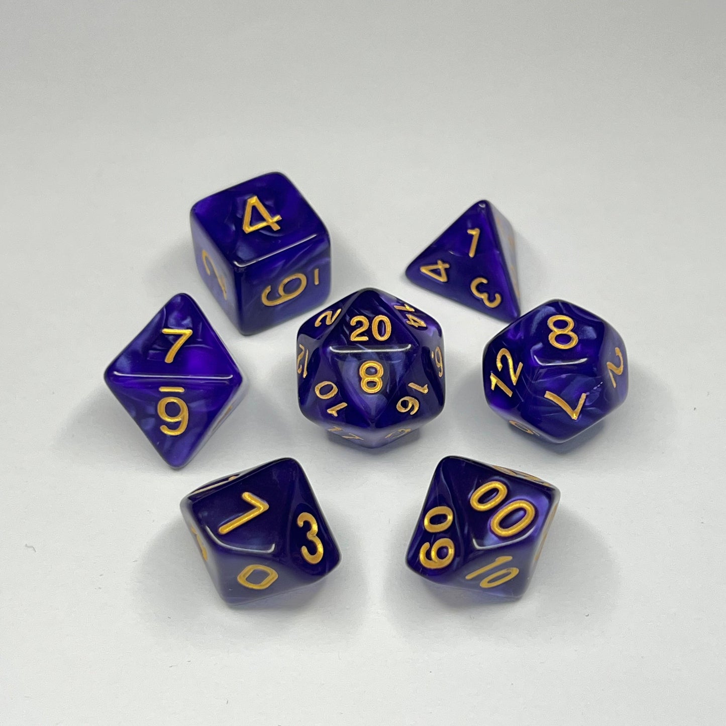 Polyhedral Dice Set - Gold - Swirl - Purple